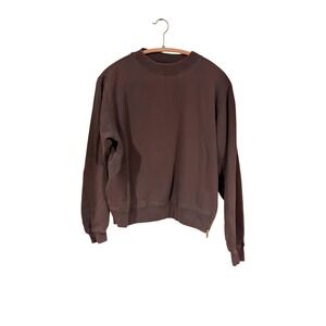 Crew Neck Pullover Zipper‎ Detail Sweatshirt Comfy Casual Top